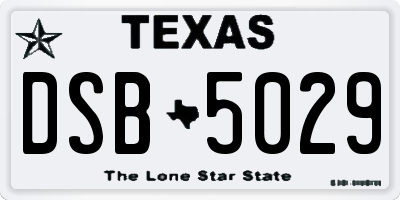 TX license plate DSB5029