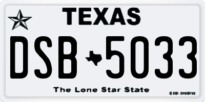 TX license plate DSB5033