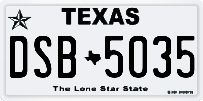 TX license plate DSB5035