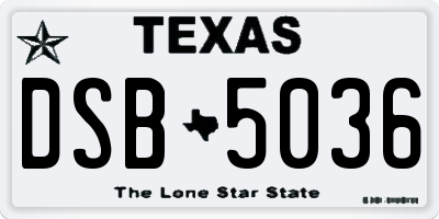 TX license plate DSB5036