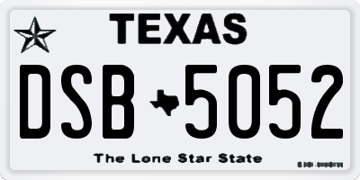 TX license plate DSB5052
