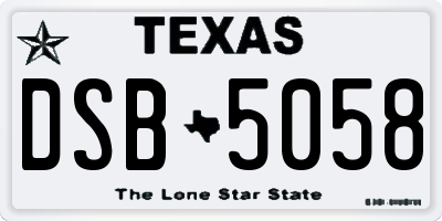 TX license plate DSB5058