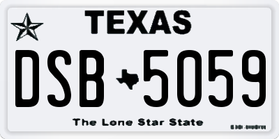 TX license plate DSB5059