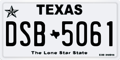 TX license plate DSB5061