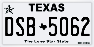 TX license plate DSB5062