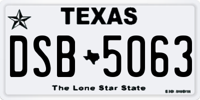 TX license plate DSB5063