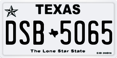 TX license plate DSB5065