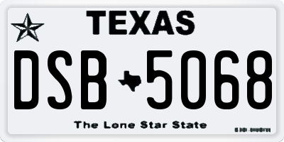 TX license plate DSB5068