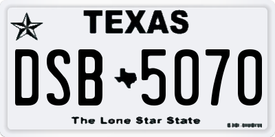 TX license plate DSB5070
