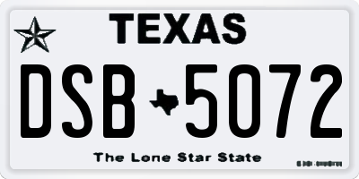 TX license plate DSB5072
