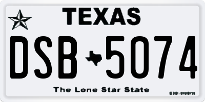 TX license plate DSB5074