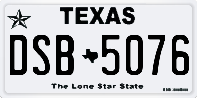 TX license plate DSB5076