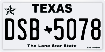 TX license plate DSB5078