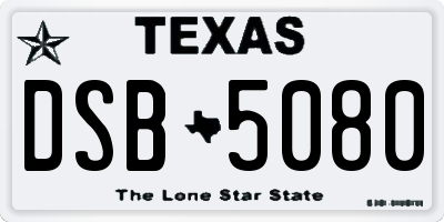 TX license plate DSB5080