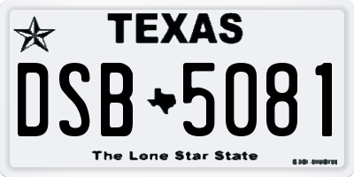 TX license plate DSB5081