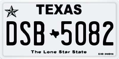 TX license plate DSB5082