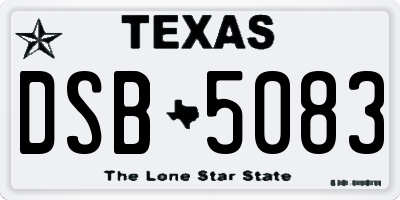 TX license plate DSB5083