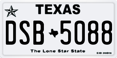 TX license plate DSB5088