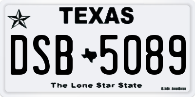 TX license plate DSB5089