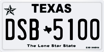 TX license plate DSB5100