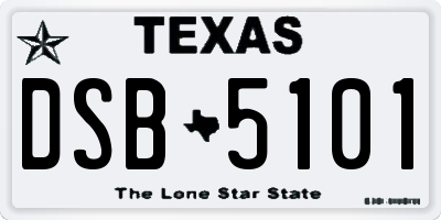 TX license plate DSB5101