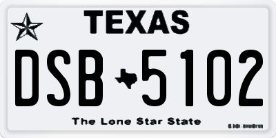 TX license plate DSB5102