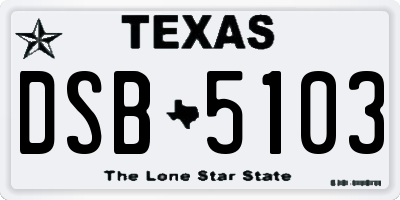 TX license plate DSB5103