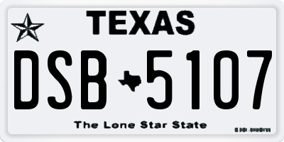 TX license plate DSB5107