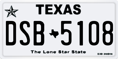 TX license plate DSB5108
