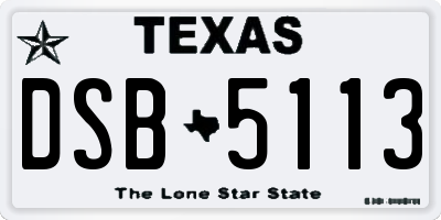 TX license plate DSB5113