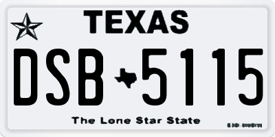 TX license plate DSB5115