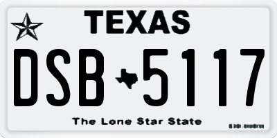 TX license plate DSB5117