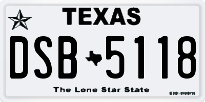 TX license plate DSB5118