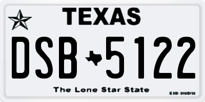 TX license plate DSB5122