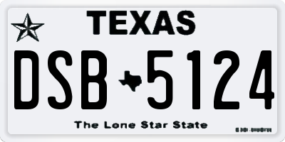 TX license plate DSB5124