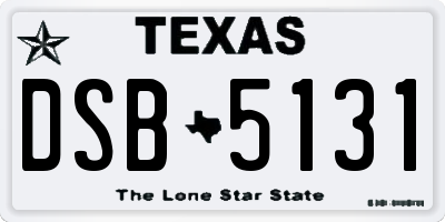 TX license plate DSB5131