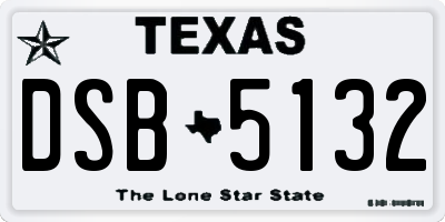 TX license plate DSB5132