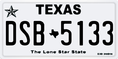 TX license plate DSB5133
