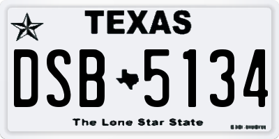 TX license plate DSB5134