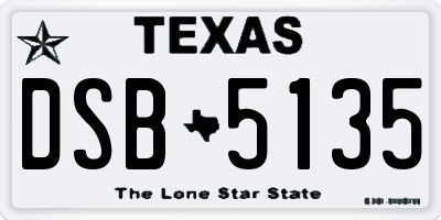 TX license plate DSB5135