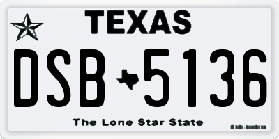 TX license plate DSB5136