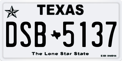 TX license plate DSB5137