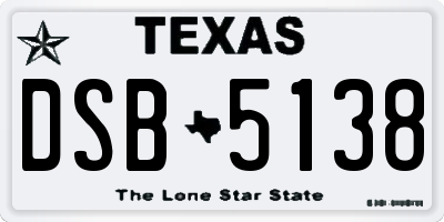 TX license plate DSB5138