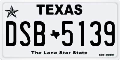 TX license plate DSB5139