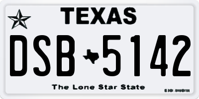 TX license plate DSB5142