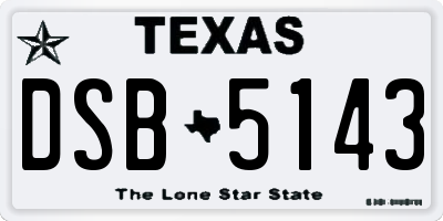 TX license plate DSB5143