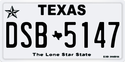 TX license plate DSB5147