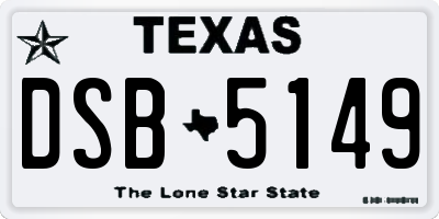 TX license plate DSB5149