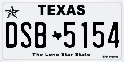 TX license plate DSB5154