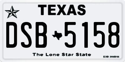 TX license plate DSB5158